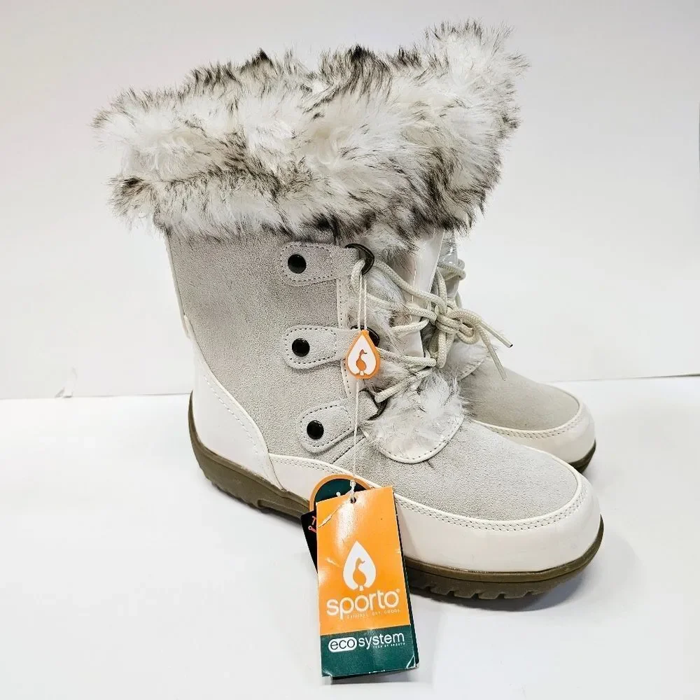 NWT Sporto Minor Waterproof Suede Mid-Calf Boot with Faux Fur Trim Size 6